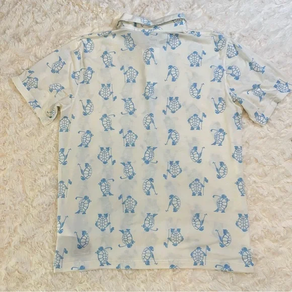 PUMA Men’s Golf Polo White Blue Turtle Print Size L ‘slow play polo’ collection - Picture 4 of 12